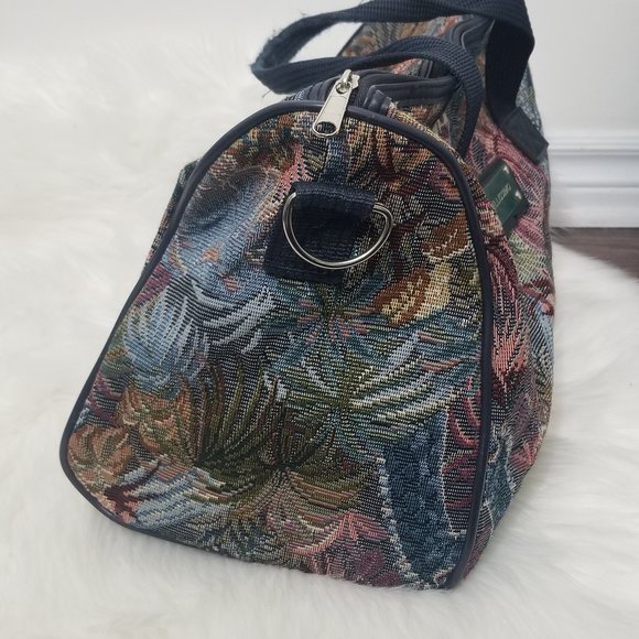 Bellissimo Vintage Palm Tropical Pattern Weekend CarryOn Retro Duffle Bag Travel - Picture 3 of 8